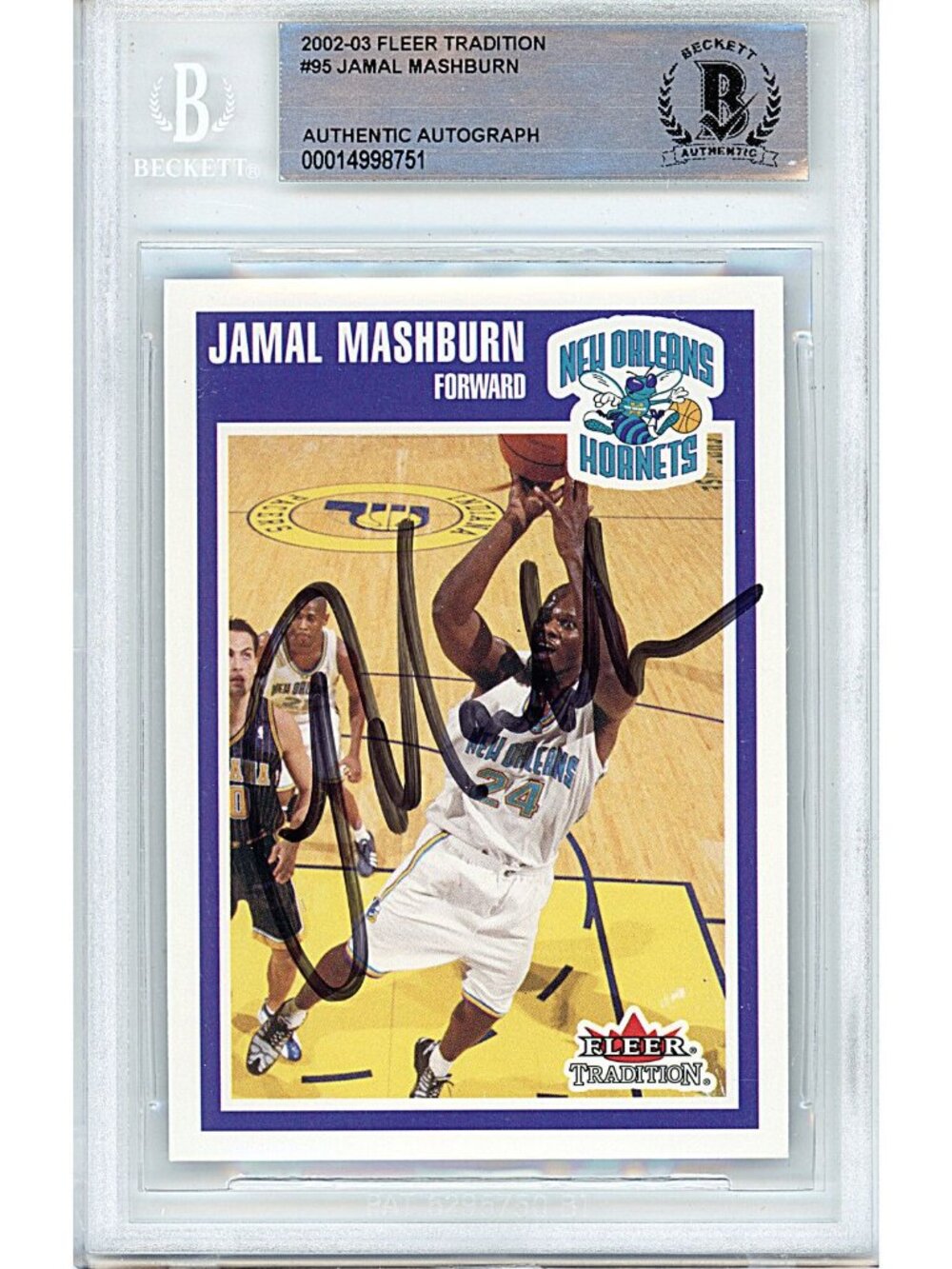 Jamal Mashburn Signed 2002-03 Fleer Basketball Card Hornets Beckett Autograph